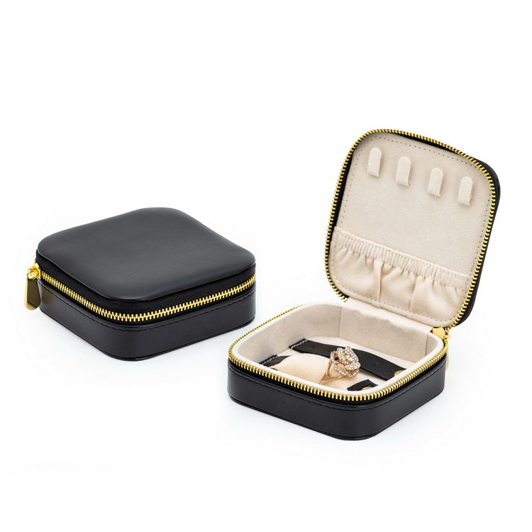Compact Velvet Jewellery Box – Double-Layer Travel Organiser