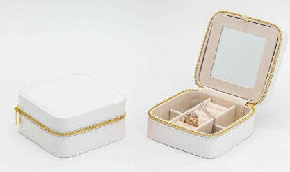 Compact Velvet Jewellery Box – Double-Layer Travel Organiser