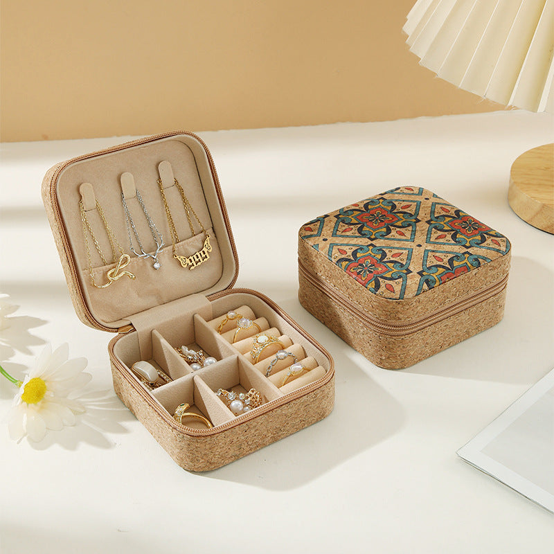 Cork Travel Jewellery Box – Portable Ring & Necklace Case