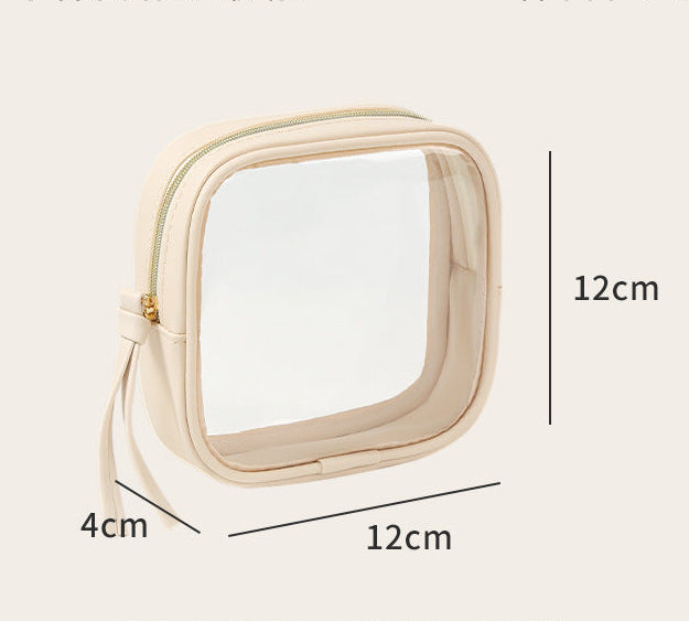 Transparent PU Makeup Bag — See-Through Travel & Desk Cosmetic Organiser