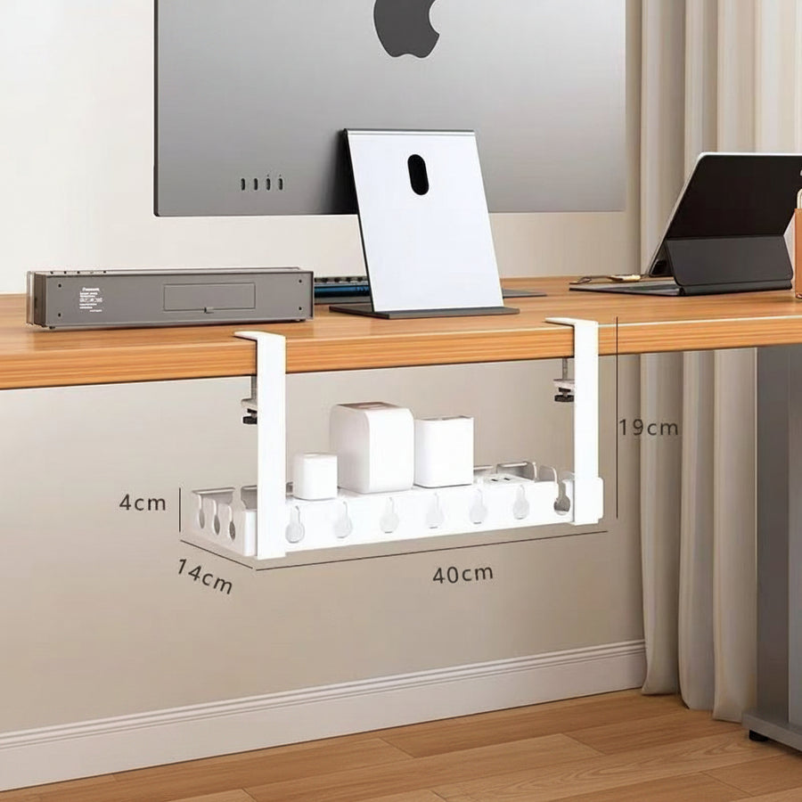 Under-Desk Cable Management Rack — No-Drill Power Cord Organiser