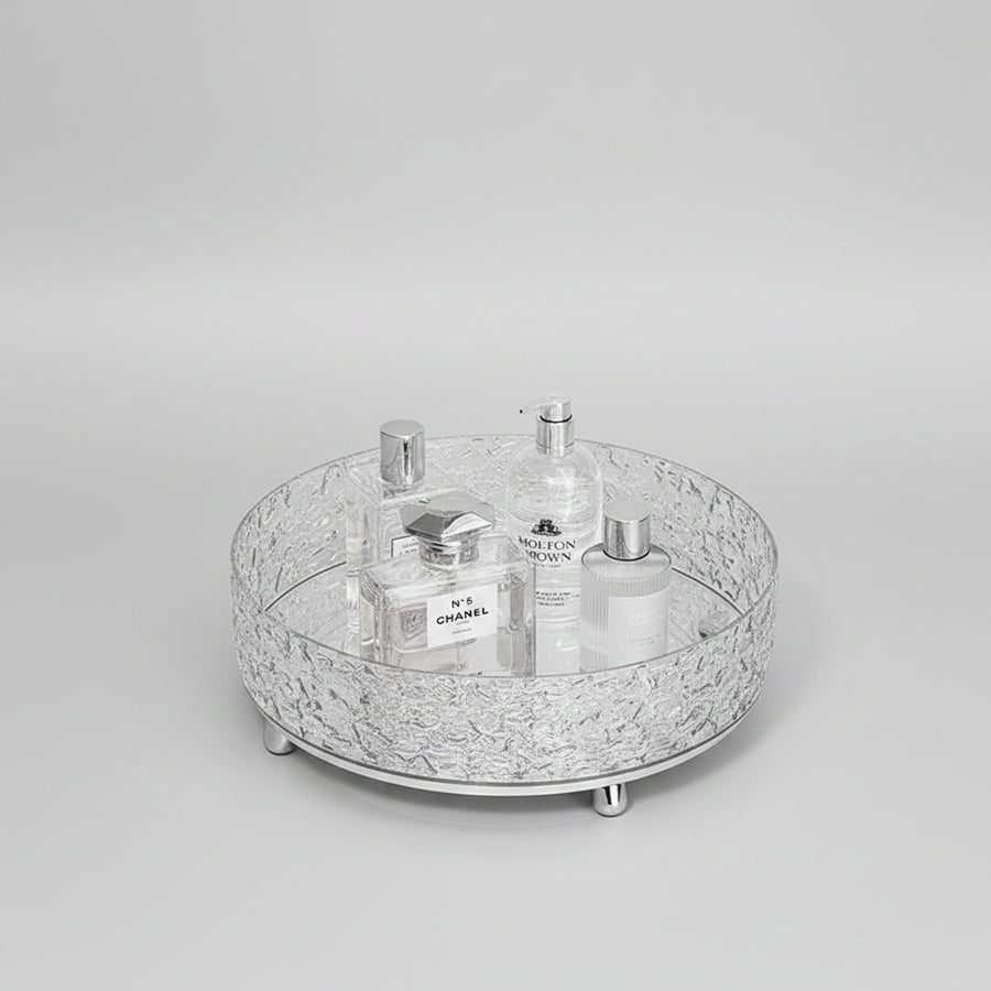 Glacier Pattern Rotating Cosmetics Organiser – Spinning Dressing Table Turntable