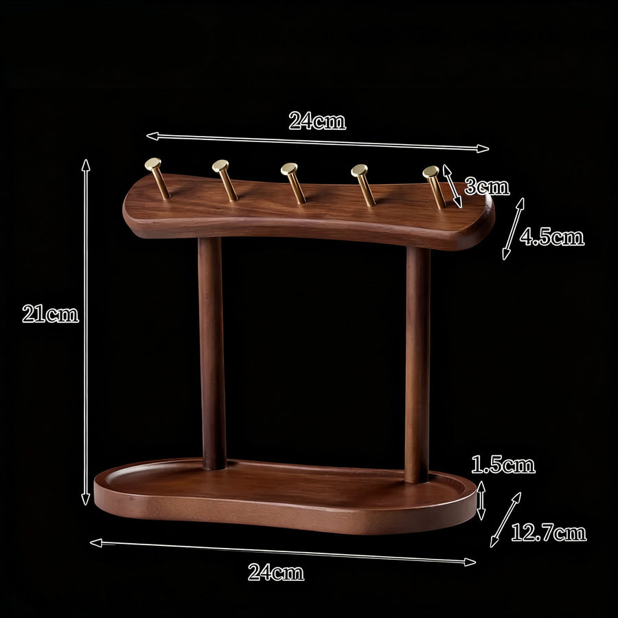 Entryway Key & Jewellery Rack — Solid Wood Wall Hook & Tray Organiser