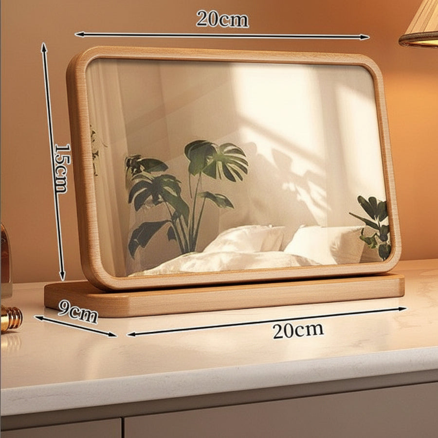 Bamboo Desk Mirror — Natural Vanity & Desk Organiser