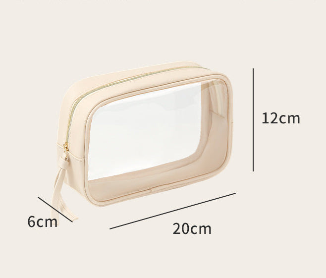 Transparent PU Makeup Bag — See-Through Travel & Desk Cosmetic Organiser