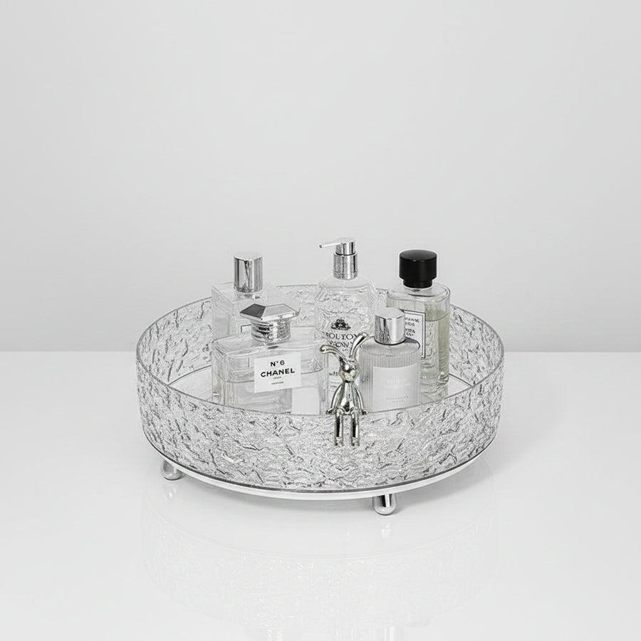 Glacier Pattern Rotating Cosmetics Organiser – Spinning Dressing Table Turntable
