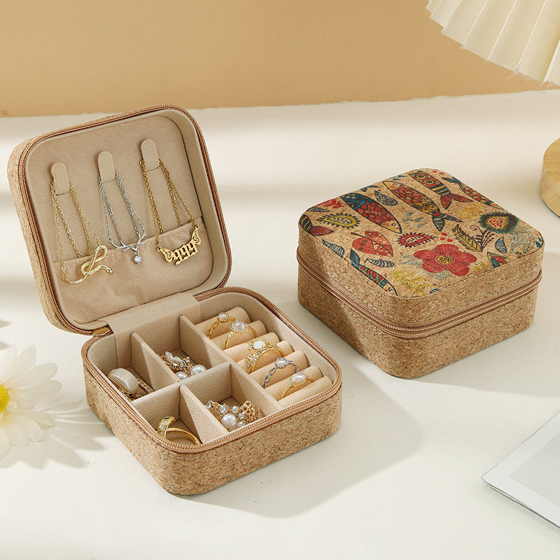 Cork Travel Jewellery Box – Portable Ring & Necklace Case