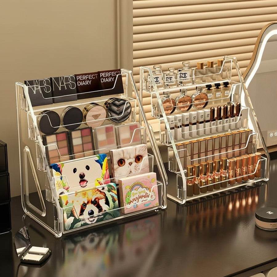 Clear Acrylic Tiered Cosmetics Display Stand – Lipstick & Skincare Organiser
