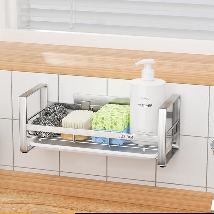 304 Stainless Steel Kitchen Dishcloth & Sponge Drain Rack – Countertop or Wall Hanging