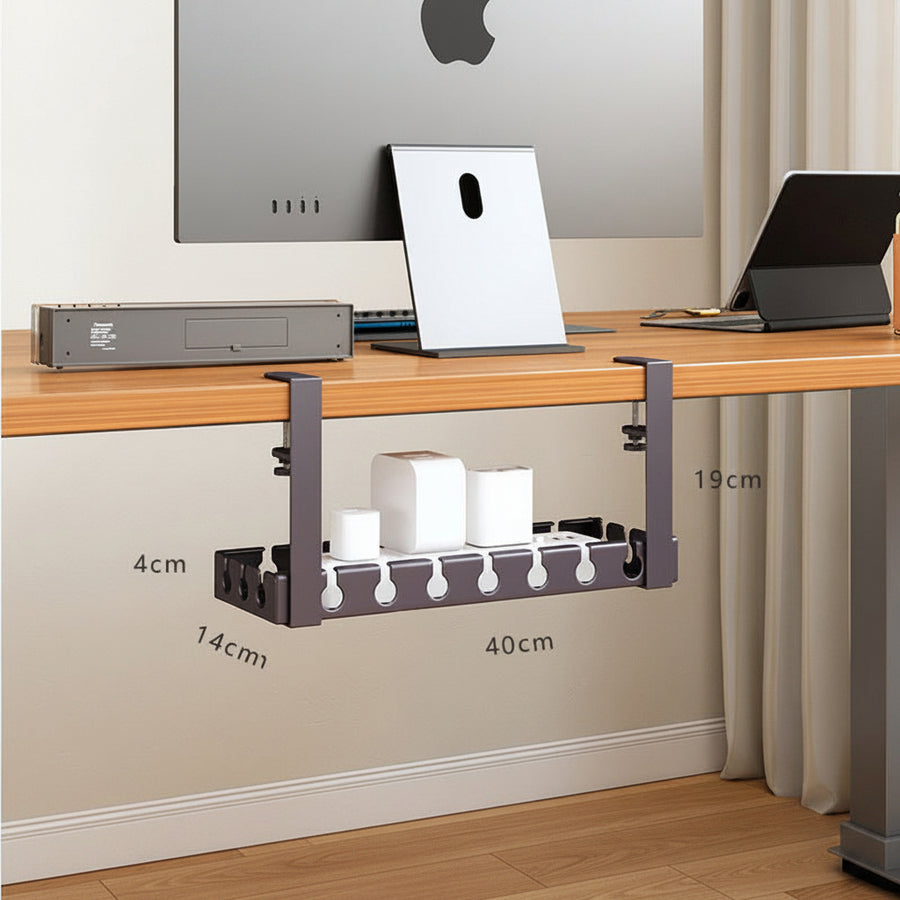 Under-Desk Cable Management Rack — No-Drill Power Cord Organiser