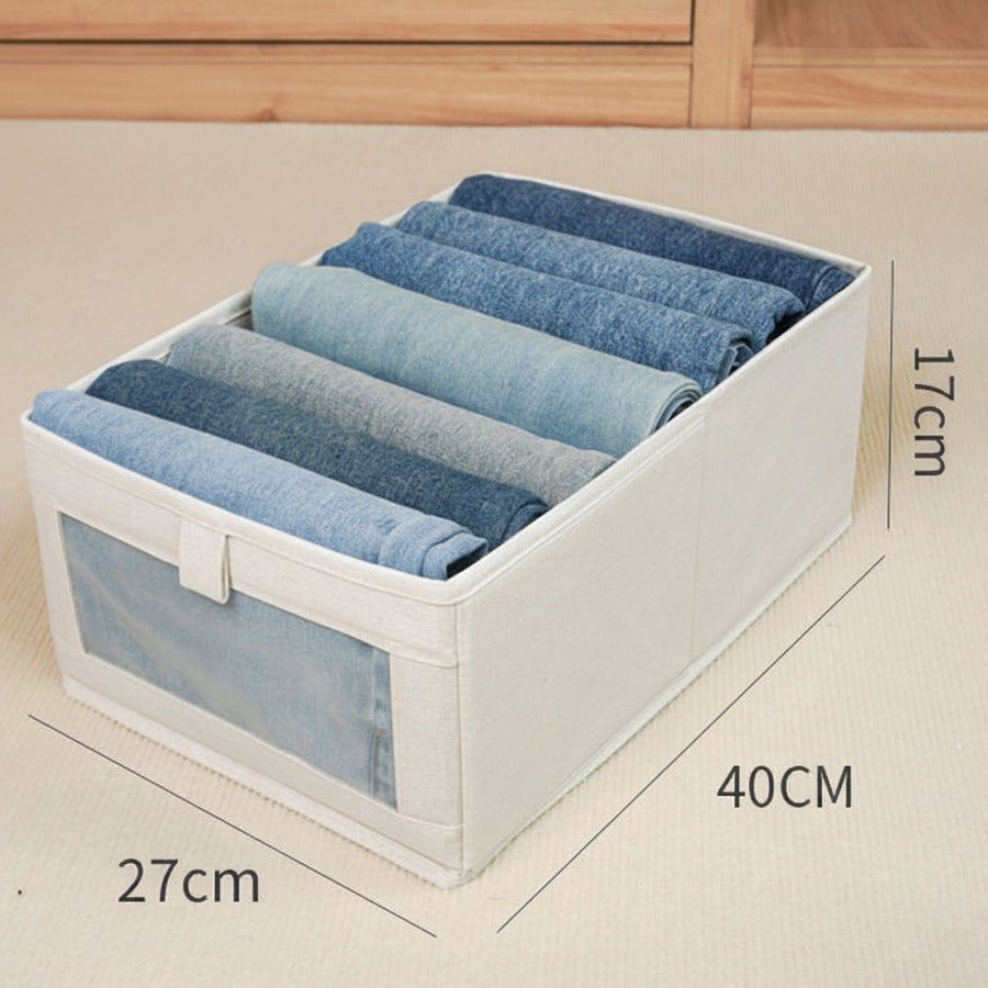 Fabric Storage Box with Window — Foldable Wardrobe & Drawer Organiser