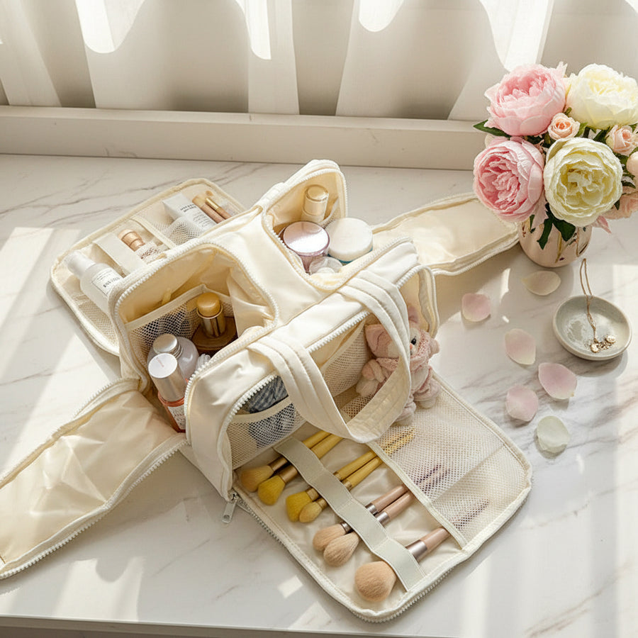 Multi-Compartment Travel Makeup & Toiletry Organiser