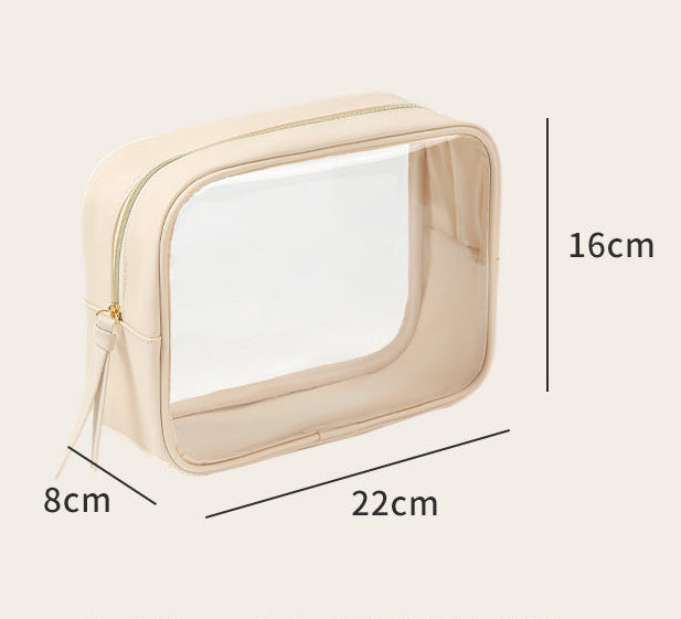 Transparent PU Makeup Bag — See-Through Travel & Desk Cosmetic Organiser
