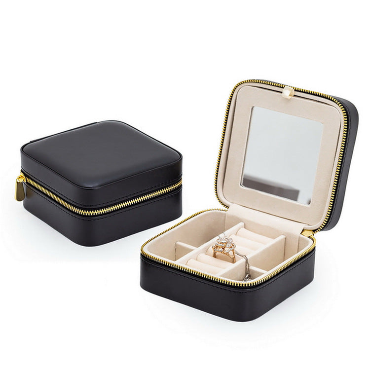 Compact Velvet Jewellery Box – Double-Layer Travel Organiser
