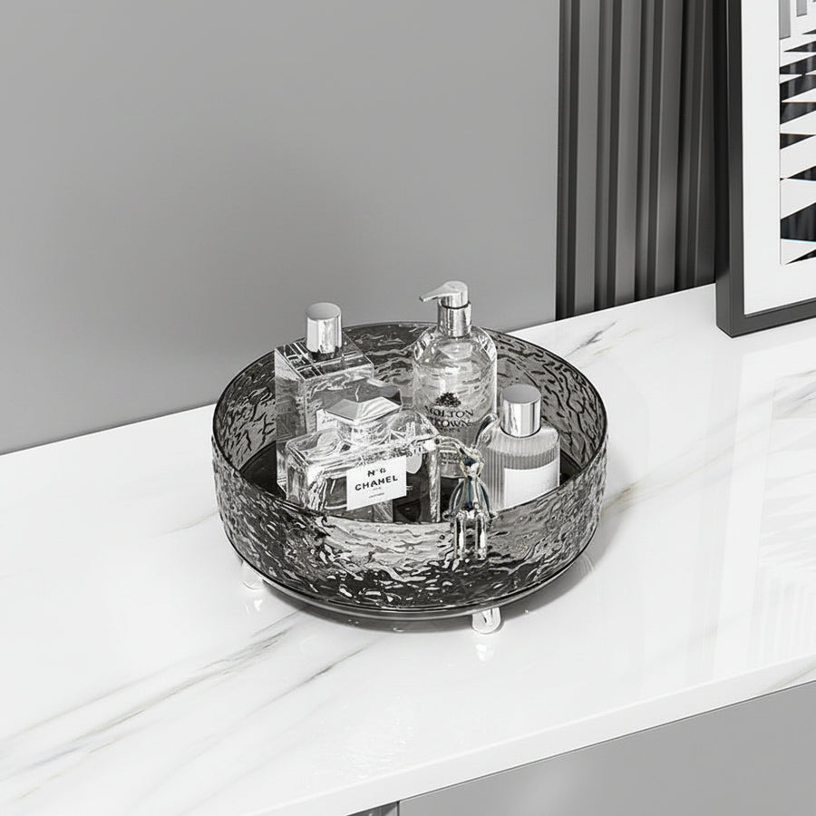Glacier Pattern Rotating Cosmetics Organiser – Spinning Dressing Table Turntable