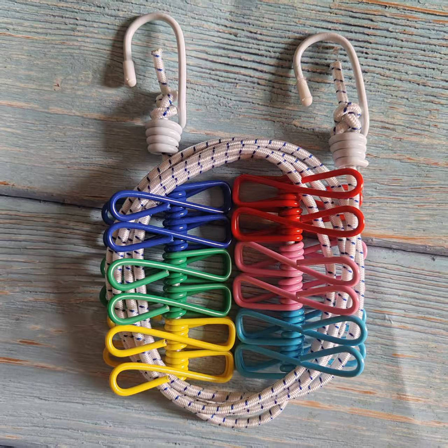 Portable Travel Clothesline with Clips