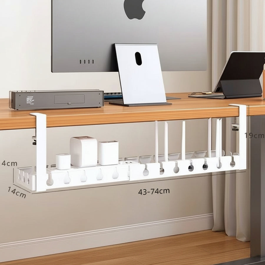 Under-Desk Cable Management Rack — No-Drill Power Cord Organiser