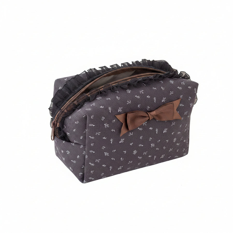 Lace-Trim Travel Makeup & Toiletry Pouch