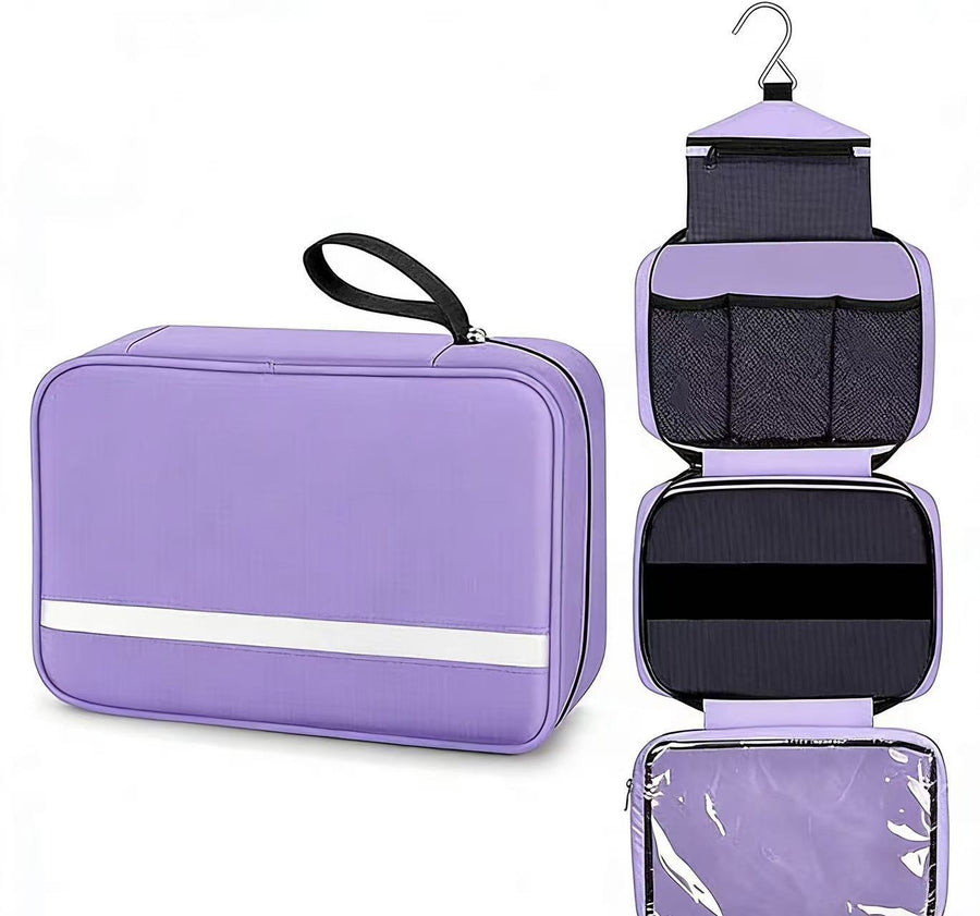 Nylon Hanging Folding Toiletry Bag – Lightweight, Water-Resistant, Large Capacity