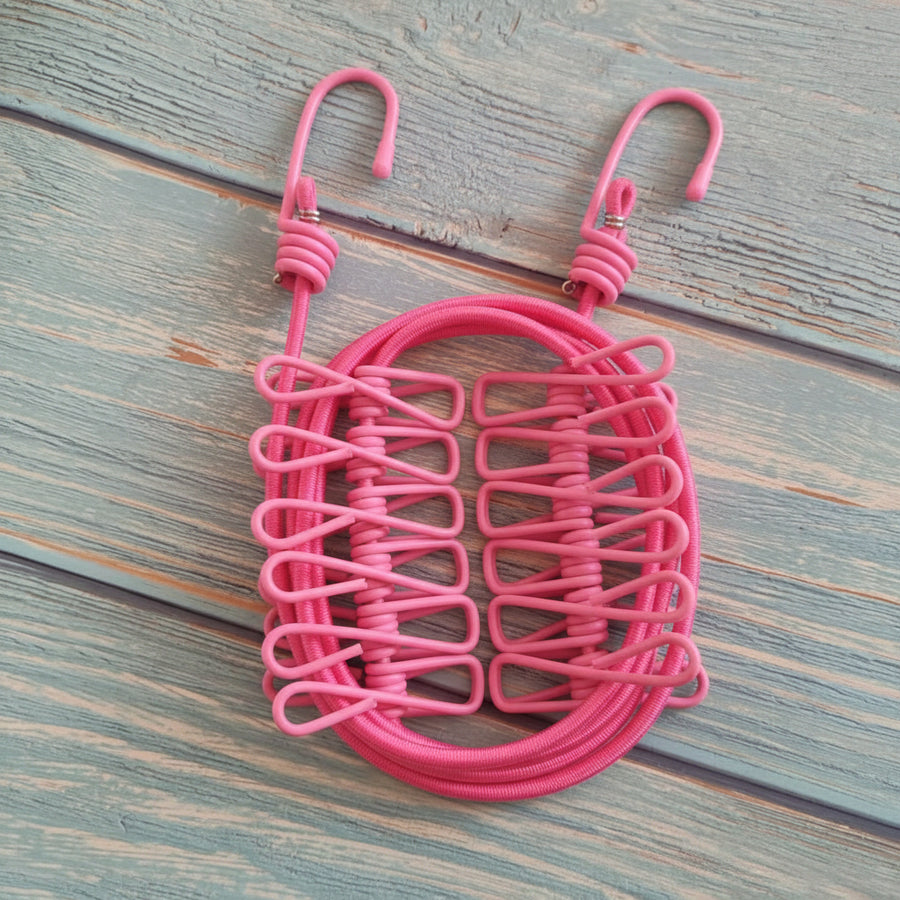 Portable Travel Clothesline with Clips