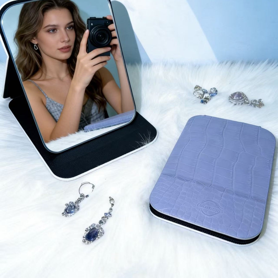 Compact Foldable Mirror — Textured Detail, Travel & Desk