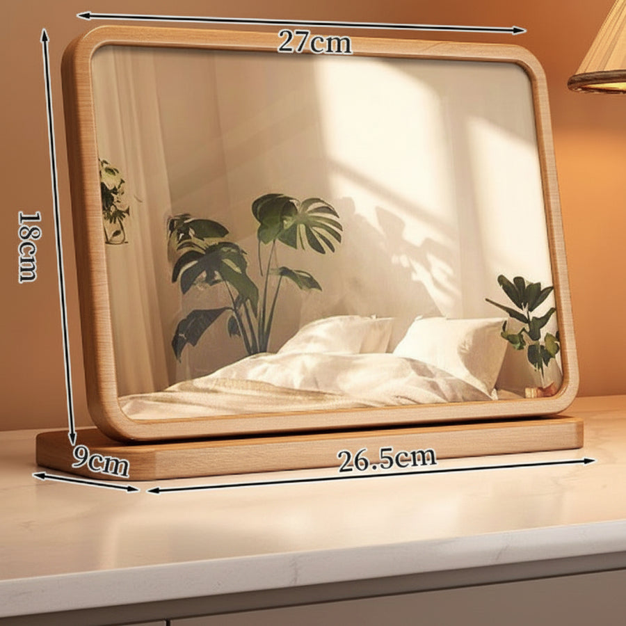 Bamboo Desk Mirror — Natural Vanity & Desk Organiser
