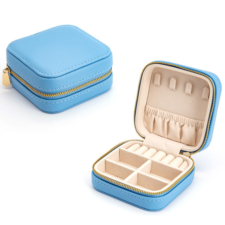 Compact Velvet Jewellery Box – Double-Layer Travel Organiser