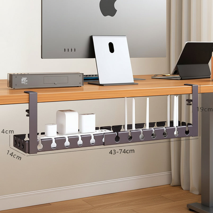Under-Desk Cable Management Rack — No-Drill Power Cord Organiser