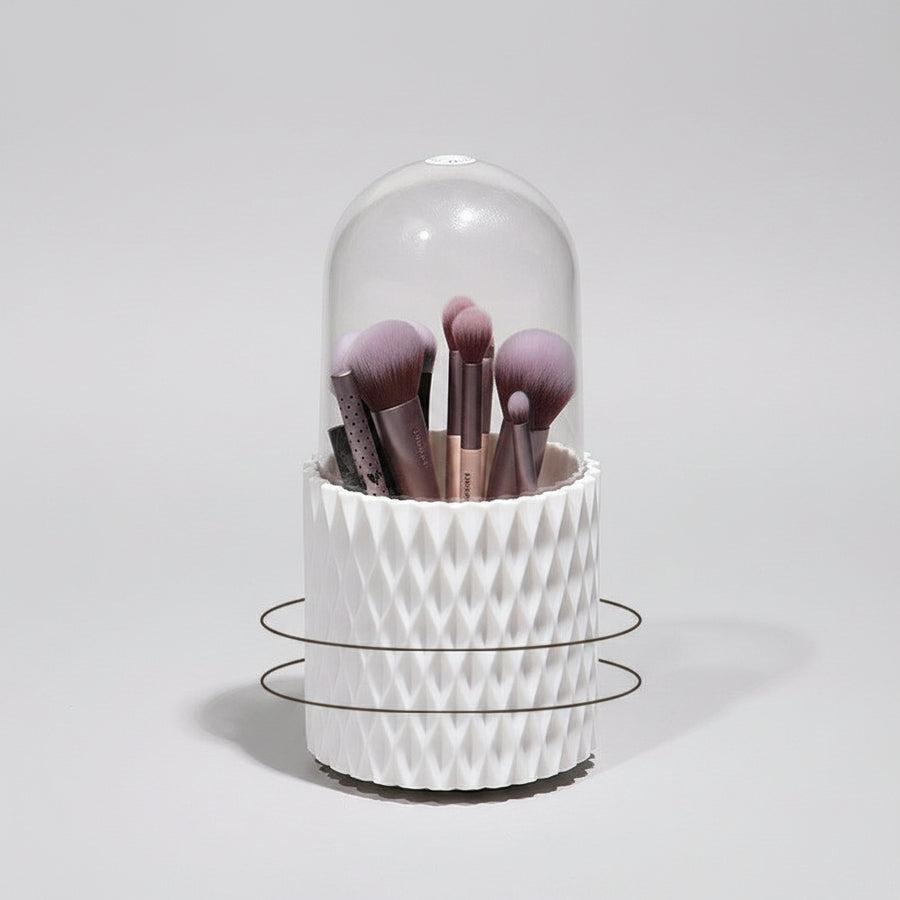 Rotating Dual-Barrel Desktop Organiser – Makeup Brush & Pen Holder, PP